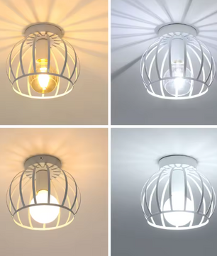 Vintage Plafondlamp – Metalen Kooi Ontwerp met E27 Fitting