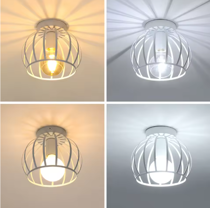 Vintage Plafondlamp – Metalen Kooi Ontwerp met E27 Fitting