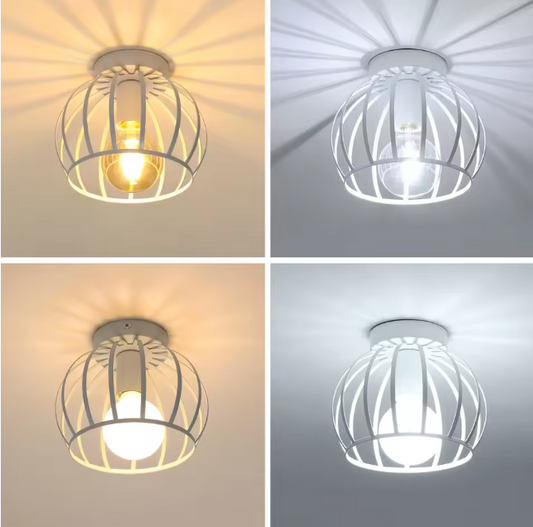Vintage Plafondlamp – Metalen Kooi Ontwerp met E27 Fitting