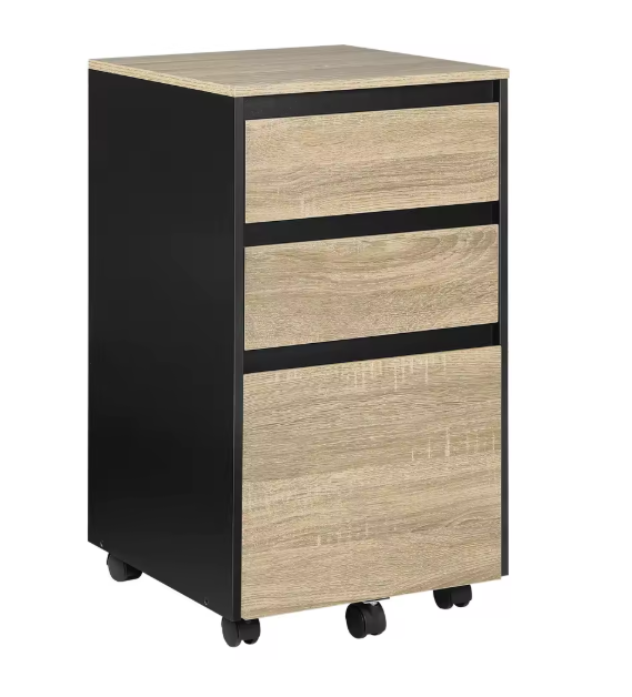 Mobiele Archiefkast op Wielen – 3 Laden, Industriële Look, 40x70x40 cm – Kantoor Organizer van Hout en amp; Metaal