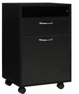 Archiefkast met Rolcontainer – Zwart – 40x35x60 cm – Functionele Opbergkast met Lade en Wielen voor Kantoor of Thuis