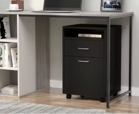 Archiefkast met Rolcontainer – Zwart – 40x35x60 cm – Functionele Opbergkast met Lade en Wielen voor Kantoor of Thuis