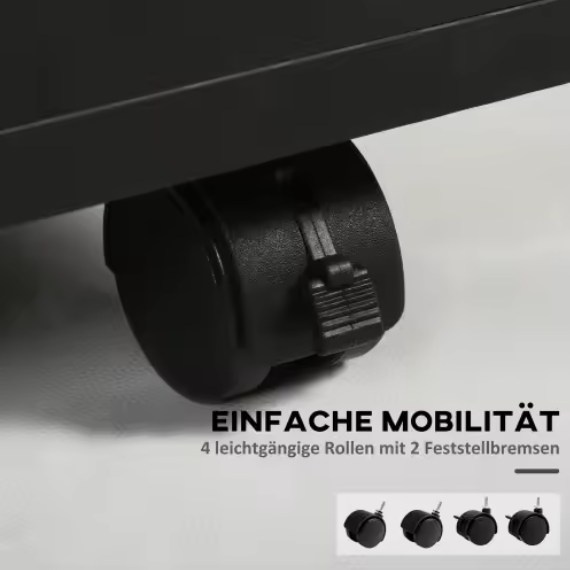 Archiefkast met Rolcontainer – Zwart – 40x35x60 cm – Functionele Opbergkast met Lade en Wielen voor Kantoor of Thuis