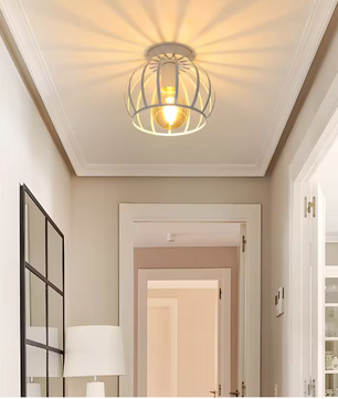 Vintage Plafondlamp – Metalen Kooi Ontwerp met E27 Fitting