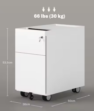 Verrijdbare Archiefkast met 3 Laden en Slot – Met Envelopopening – Metalen Kantoorkast 30x50x53,5 cm