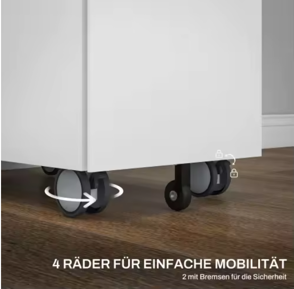 Verrijdbare Archiefkast met 3 Laden en Slot – Met Envelopopening – Metalen Kantoorkast 30x50x53,5 cm