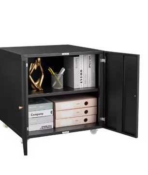 Metalen Printertafel met Opbergruimte – Mobiele Archiefkast met Deur & Verstelbare Plank