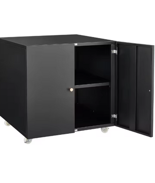 Metalen Printertafel met Opbergruimte – Mobiele Archiefkast met Deur & Verstelbare Plank