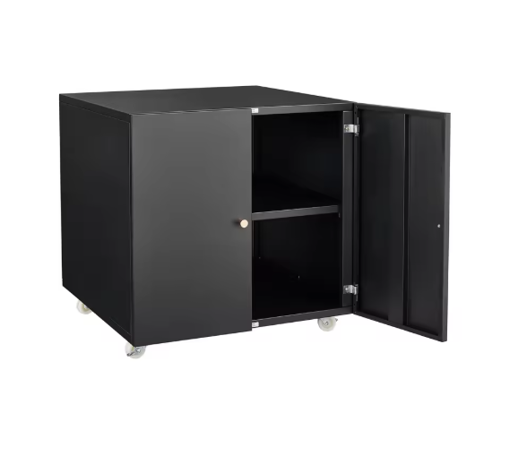 Metalen Printertafel met Opbergruimte – Mobiele Archiefkast met Deur &amp; Verstelbare Plank