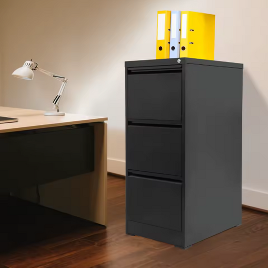 Afsluitbare Metalen Archiefkast met 3 Laden – Moderne Kantoorkast voor Documentenopslag