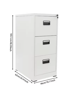 Afsluitbare Metalen Archiefkast met 3 Laden – Moderne Kantoorkast voor Documentenopslag