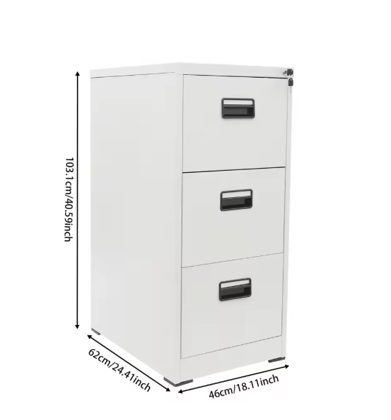 Afsluitbare Metalen Archiefkast met 3 Laden – Moderne Kantoorkast voor Documentenopslag