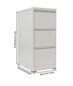 Afsluitbare Metalen Archiefkast met 3 Laden – Moderne Kantoorkast voor Documentenopslag