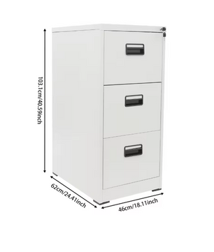 Afsluitbare Metalen Archiefkast met 3 Laden – Moderne Kantoorkast voor Documentenopslag
