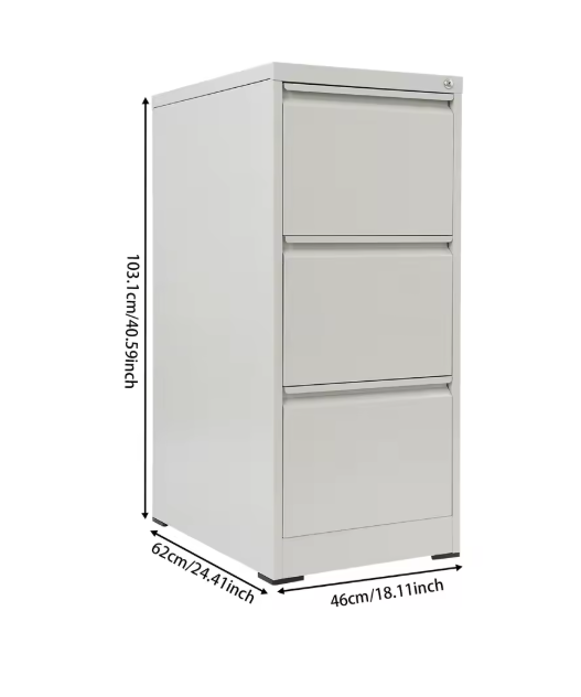 Afsluitbare Metalen Archiefkast met 3 Laden – Moderne Kantoorkast voor Documentenopslag