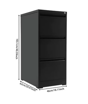 Afsluitbare Metalen Archiefkast met 3 Laden – Moderne Kantoorkast voor Documentenopslag