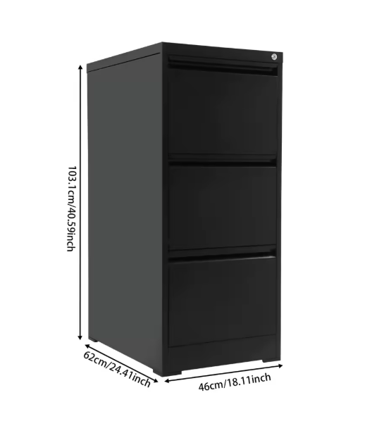 Afsluitbare Metalen Archiefkast met 3 Laden – Moderne Kantoorkast voor Documentenopslag