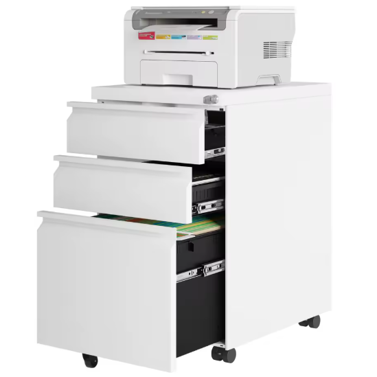 Afsluitbare Metalen Archiefkast met 3 Laden – Verrijdbare Kantoorcontainer met Wielen