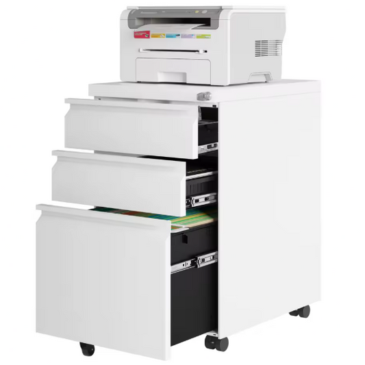 Afsluitbare Metalen Archiefkast met 3 Laden – Verrijdbare Kantoorcontainer met Wielen