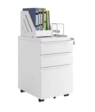 Afsluitbare Metalen Archiefkast met 3 Laden – Verrijdbare Kantoorcontainer met Wielen