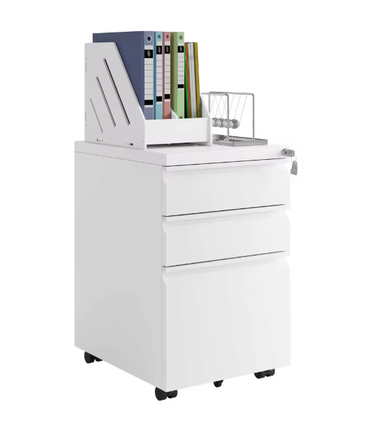 Afsluitbare Metalen Archiefkast met 3 Laden – Verrijdbare Kantoorcontainer met Wielen