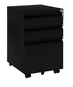Afsluitbare Metalen Archiefkast met 3 Laden – Verrijdbare Kantoorcontainer met Wielen