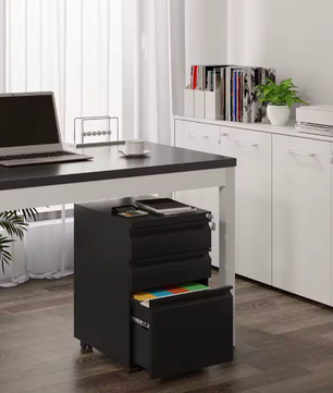 Afsluitbare Metalen Archiefkast met 3 Laden – Verrijdbare Kantoorcontainer met Wielen