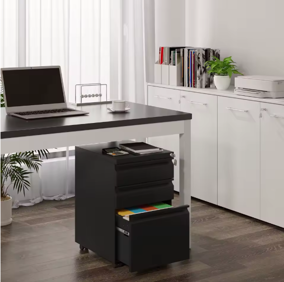 Afsluitbare Metalen Archiefkast met 3 Laden – Verrijdbare Kantoorcontainer met Wielen