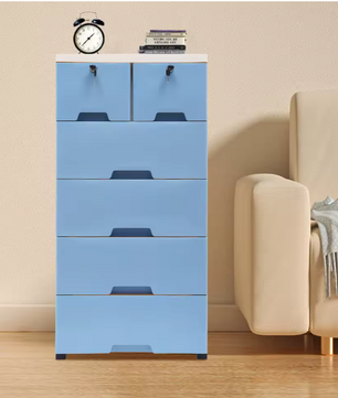 Moderne Ladekast met 6 Laden en Wielen – Kunststof Opbergkast voor Slaapkamer, Badkamer of Kantoor