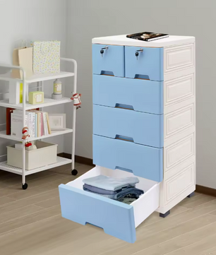 Moderne Ladekast met 6 Laden en Wielen – Kunststof Opbergkast voor Slaapkamer, Badkamer of Kantoor