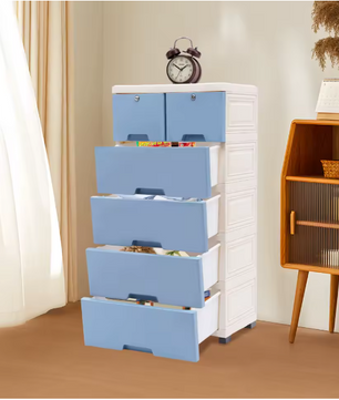 Moderne Ladekast met 6 Laden en Wielen – Kunststof Opbergkast voor Slaapkamer, Badkamer of Kantoor