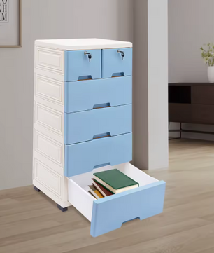 Moderne Ladekast met 6 Laden en Wielen – Kunststof Opbergkast voor Slaapkamer, Badkamer of Kantoor