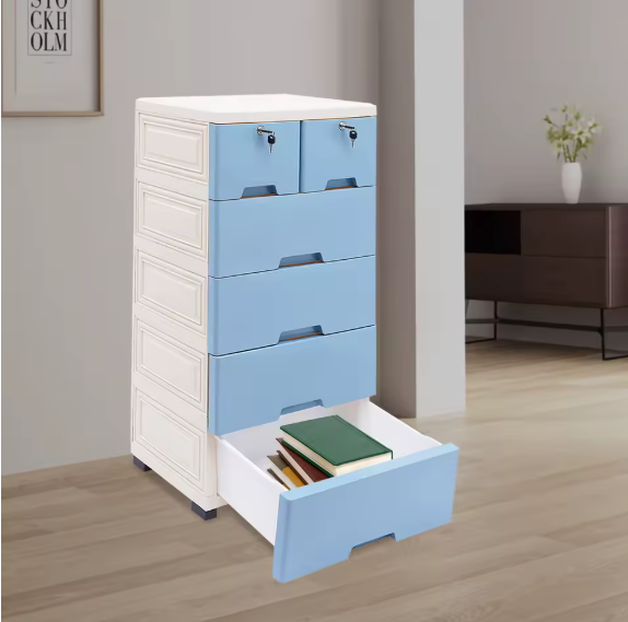 Moderne Ladekast met 6 Laden en Wielen – Kunststof Opbergkast voor Slaapkamer, Badkamer of Kantoor