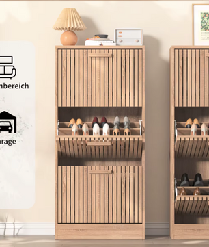 Rotan Schoenenkast met 3 Klepdeuren – Smal, Ademend en amp; Stijlvol Opbergen