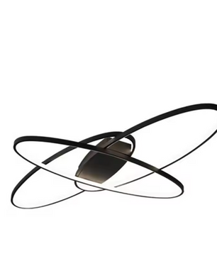 Moderne Geometrische LED Plafondlamp – 70W Zwart, Dimbaar met Afstandsbediening