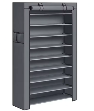 Schoenenrek met 10 Niveaus – Ruimte voor ca. 40 Paar – Met Afsluitbare Stoffen Omslag