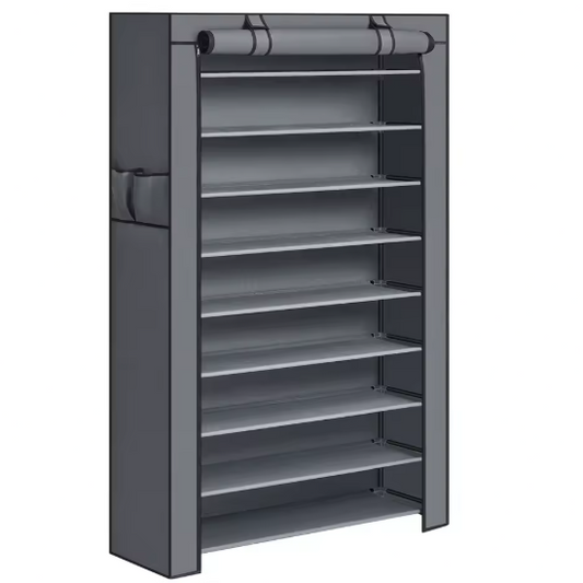 Schoenenrek met 10 Niveaus – Ruimte voor ca. 40 Paar – Met Afsluitbare Stoffen Omslag
