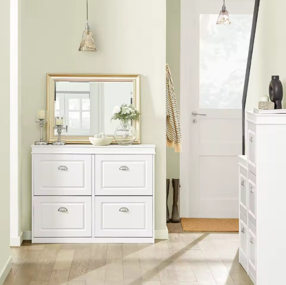 Schoenenkast met 4 Klapdeuren – Smalle Schoenenopberger met 8 Opbergvakken, Voor Hal en Entree, 105×83×24 cm