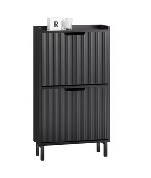 Schoenenkast met 2 Klapdeuren – Smal Schoenenrek met Opbergplateau, 50×90×19 cm