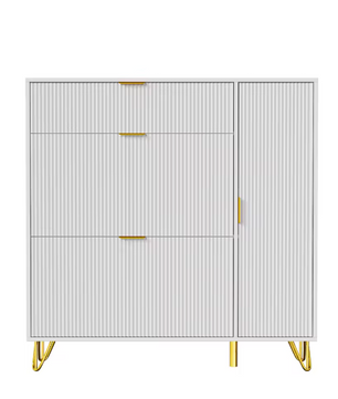 Schoenenkast met 3 Opvouwbare Lades en 2 Opbergvakken – Vrijstaand Schoenenmeubel met Bovenblad en Onderplank