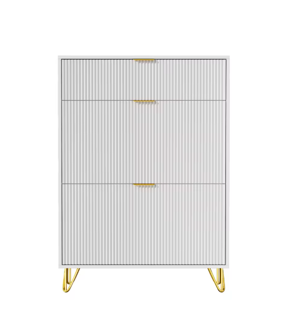 Schoenenkast met 3 Opvouwbare Lades en 2 Opbergvakken – Vrijstaand Schoenenmeubel met Bovenblad en Onderplank