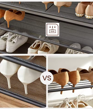 Hoog Schoenenrek met 7 Planken – Metalen Frame en Bovenblad, Ruimtebesparend Schoenenmeubel 100×30×152 cm