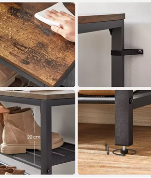 Hoog Schoenenrek met 7 Planken – Metalen Frame en Bovenblad, Ruimtebesparend Schoenenmeubel 100×30×152 cm