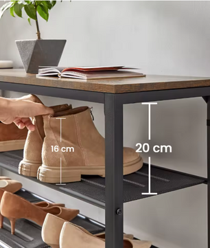 Hoog Schoenenrek met 7 Planken – Metalen Frame en Bovenblad, Ruimtebesparend Schoenenmeubel 100×30×152 cm