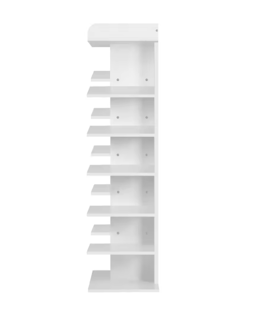 Witte Schoenenkast met 12 Vakken – Ruimtebesparend Hoog Schoenenrek van Hout voor Hal en Woonkamer