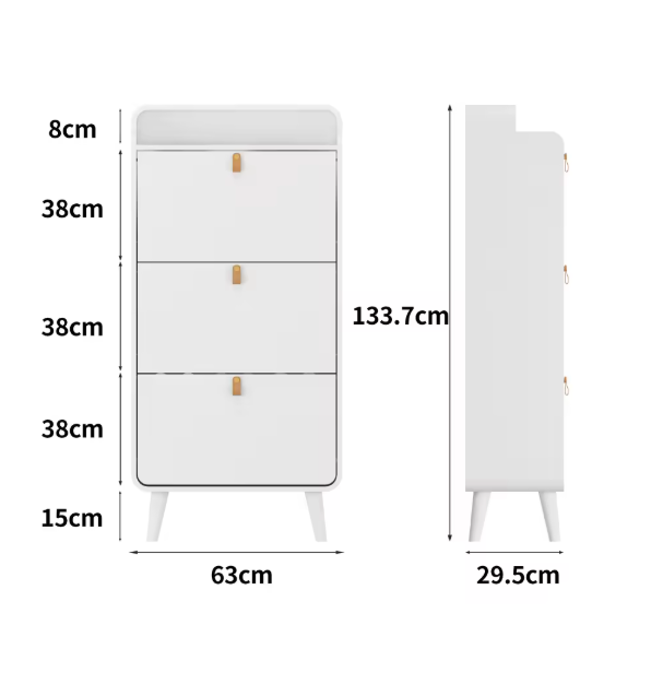 Schoenenkast met 3 Kantelladen – Vrijstaande Schoenenopberger voor Hal of Ingang
