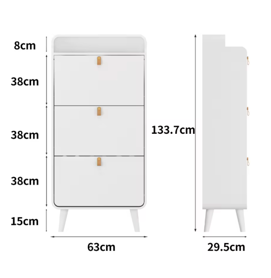 Schoenenkast met 3 Kantelladen – Vrijstaande Schoenenopberger voor Hal of Ingang