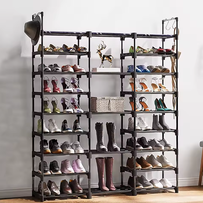 Schoenenrek met 9 Niveaus – Staand Opbergsysteem met Haken voor Entree, Hal en Kleedkamer
