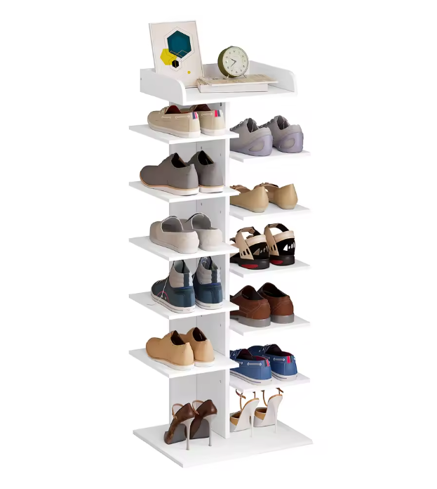 Witte Schoenenkast met 12 Vakken – Ruimtebesparend Houten Schoenenrek
