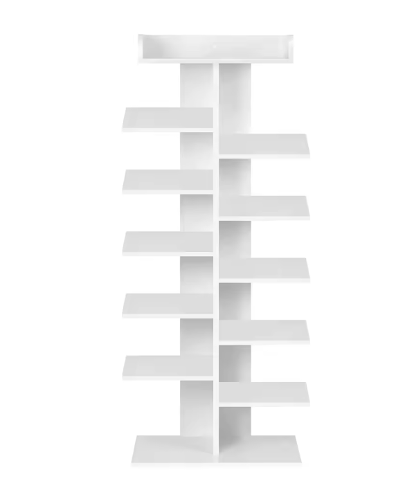 Witte Schoenenkast met 12 Vakken – Ruimtebesparend Houten Schoenenrek